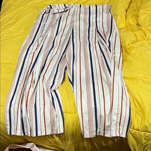 SHEIN Striped Women's Pants in White, Blue, and Red